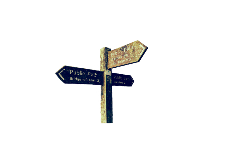wooden path sign