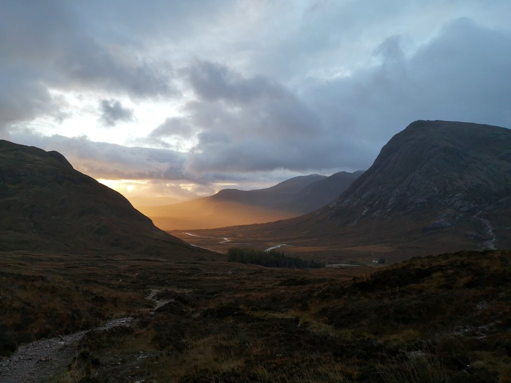 Dramatic sunrise in Glencoe. Taken from top of one of the lower hills
